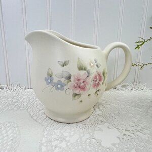 Pfaltzgraff  Tea Rose 20 Oz  Milk Cream Sauce Pitcher Floral  Stoneware 5.25"